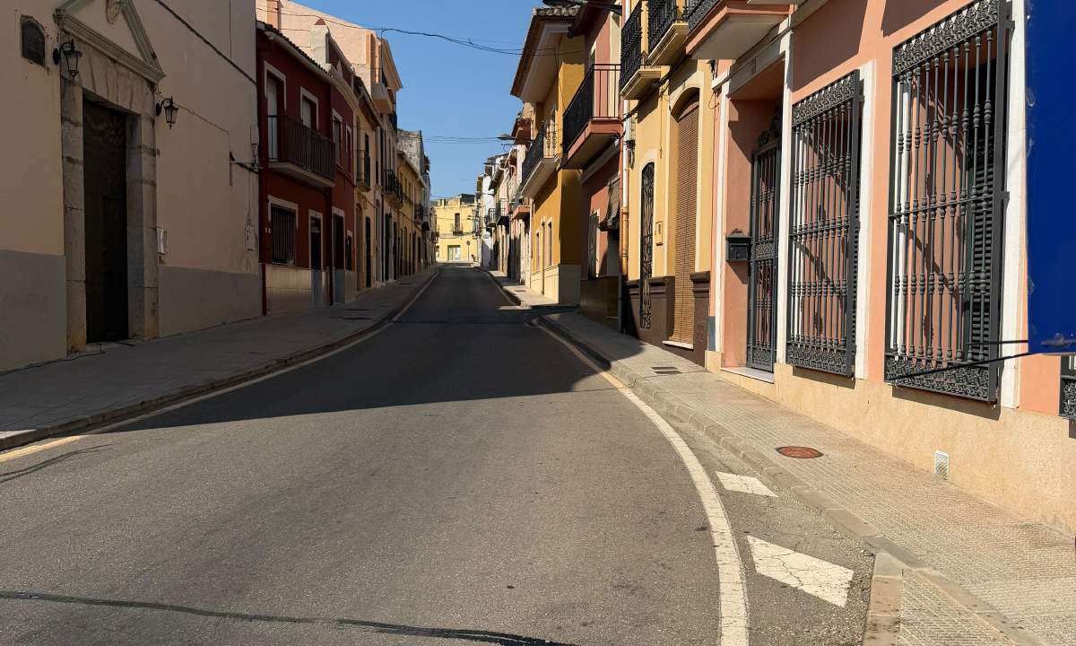 A narrow village street in a Marina Alta village on a quiet morning